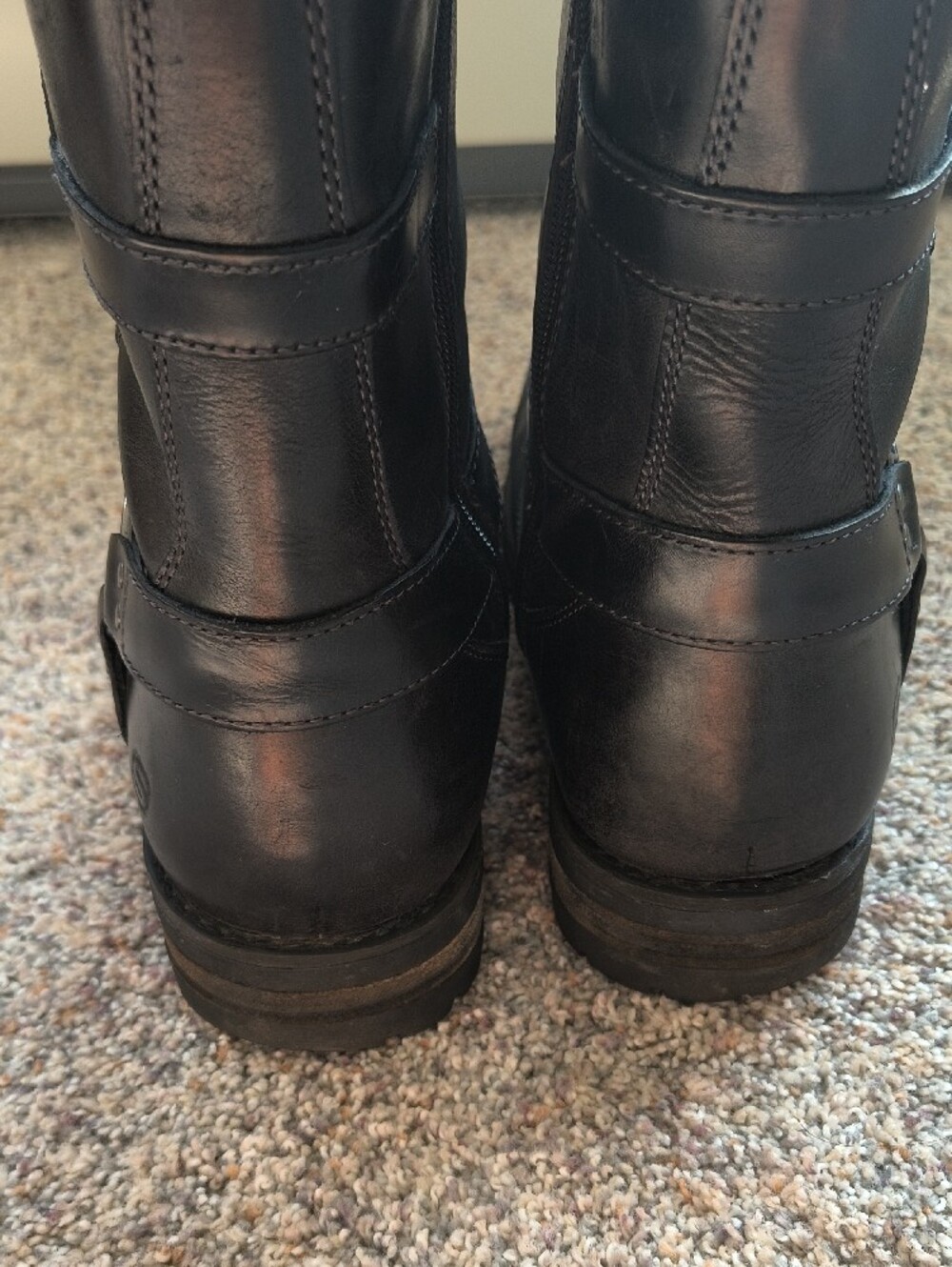Men's Black Leather Mid-Calf Boots Size 11 - Picture 5 of 7
